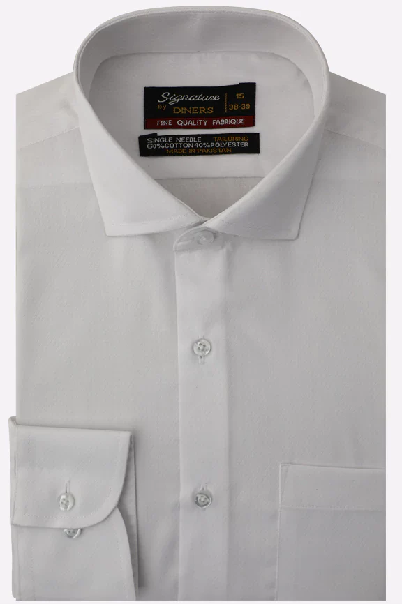 White Self Textured Formal Shirt