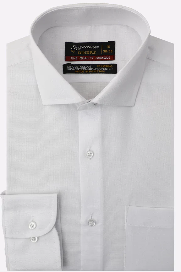 White Self Textured Formal Shirt