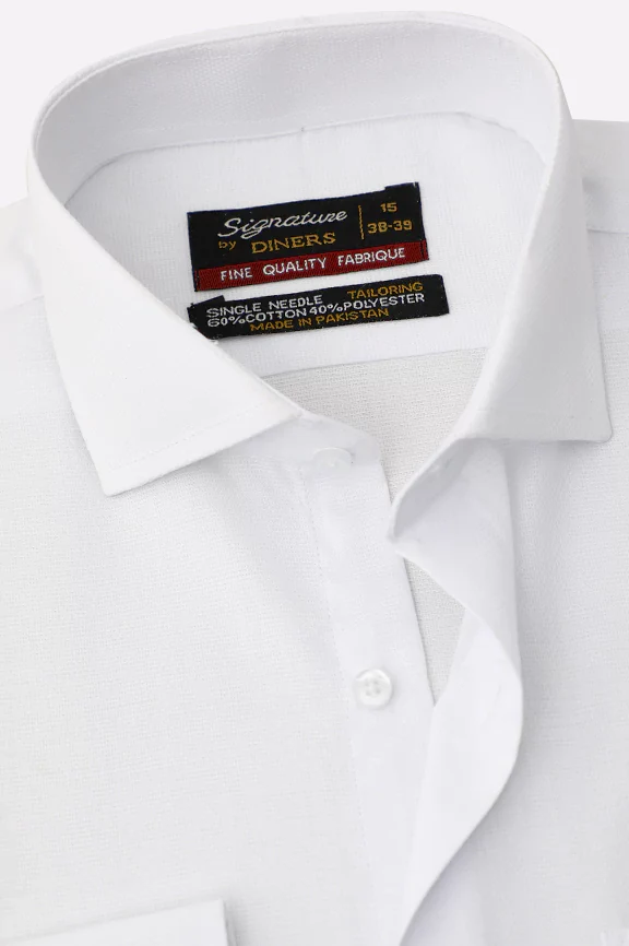 White Self Textured Formal Shirt - Image 2