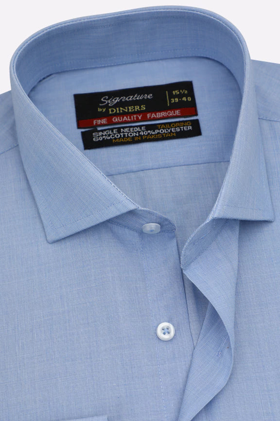 Blue Self Textured Formal Shirt - Image 2