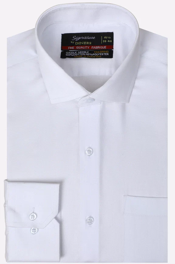 White Self Textured Formal Shirt