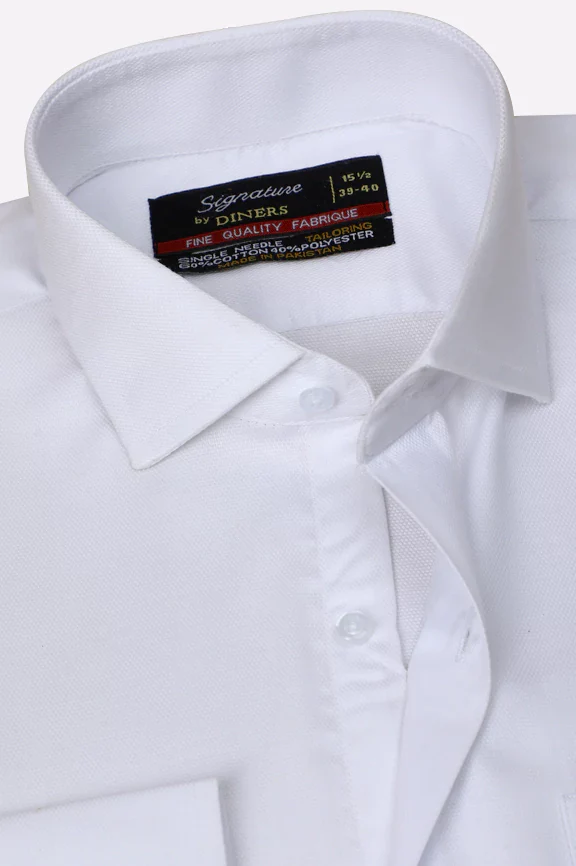 White Self Textured Formal Shirt - Image 2