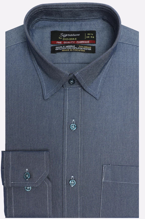 Dark Blue Self Textured Formal Shirt