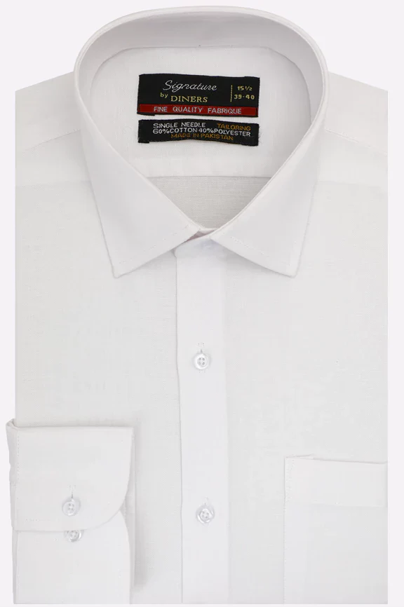 White Self Textured Formal Shirt