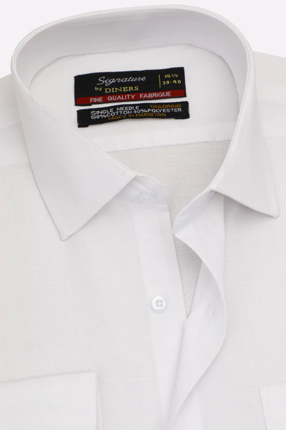 White Self Textured Formal Shirt - Image 2