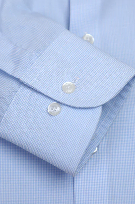 Light Blue Houndstooth Check Formal Shirt - Image 3
