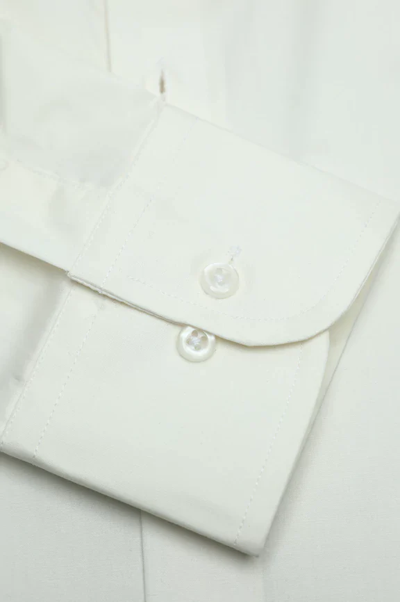 Off White Plain Formal Shirt - Image 3