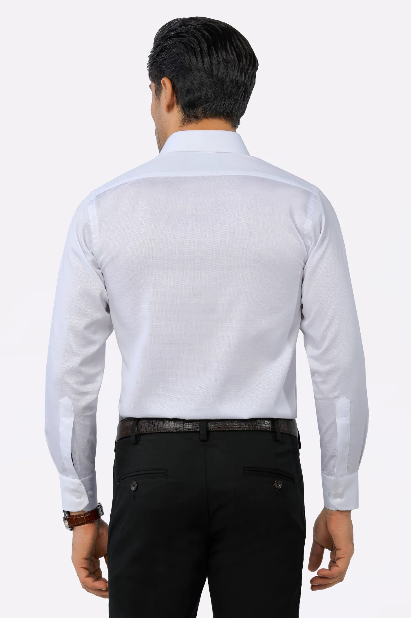White Self Textured Formal Shirt - Image 5
