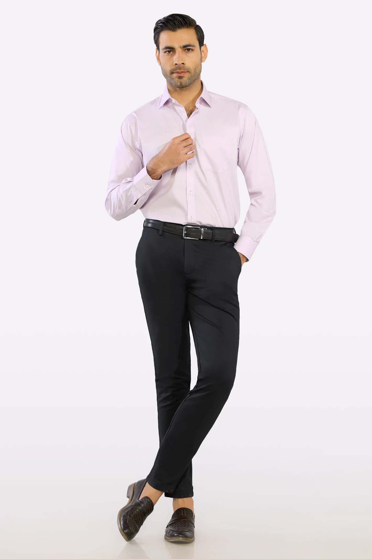 Purple Dobby Self Formal Shirt - Image 2