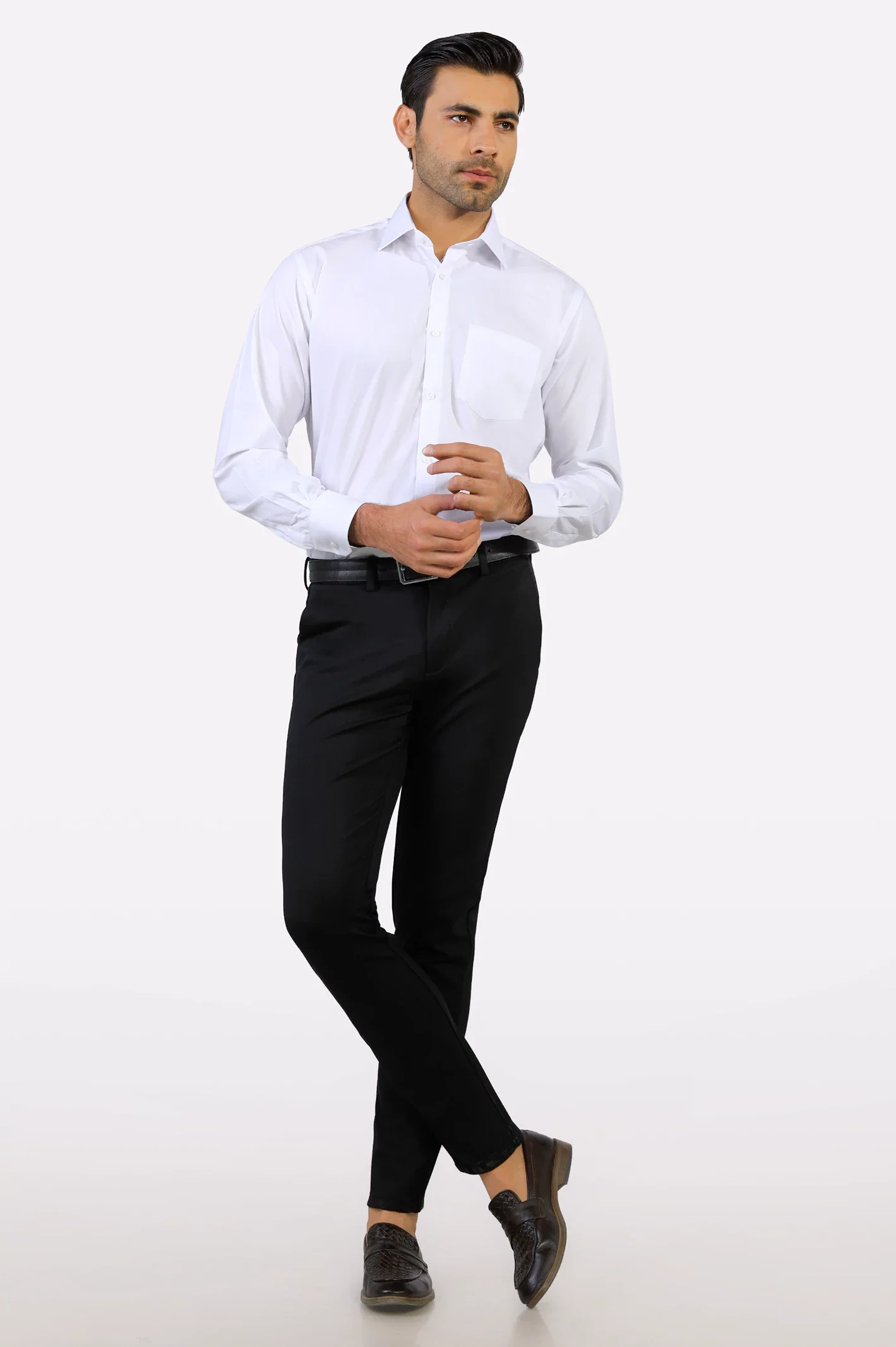 White Textured Formal Shirt - Image 2
