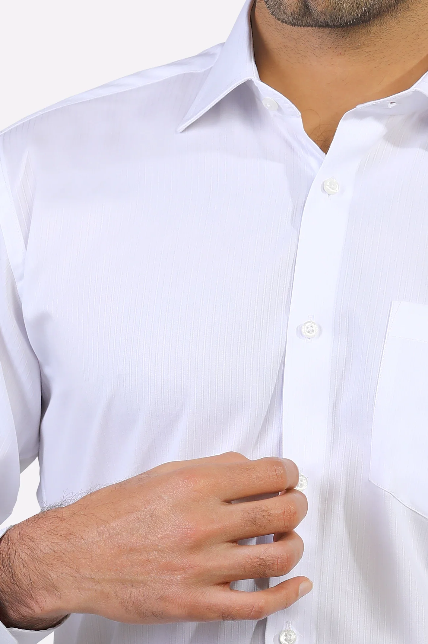 White Textured Formal Shirt - Image 3