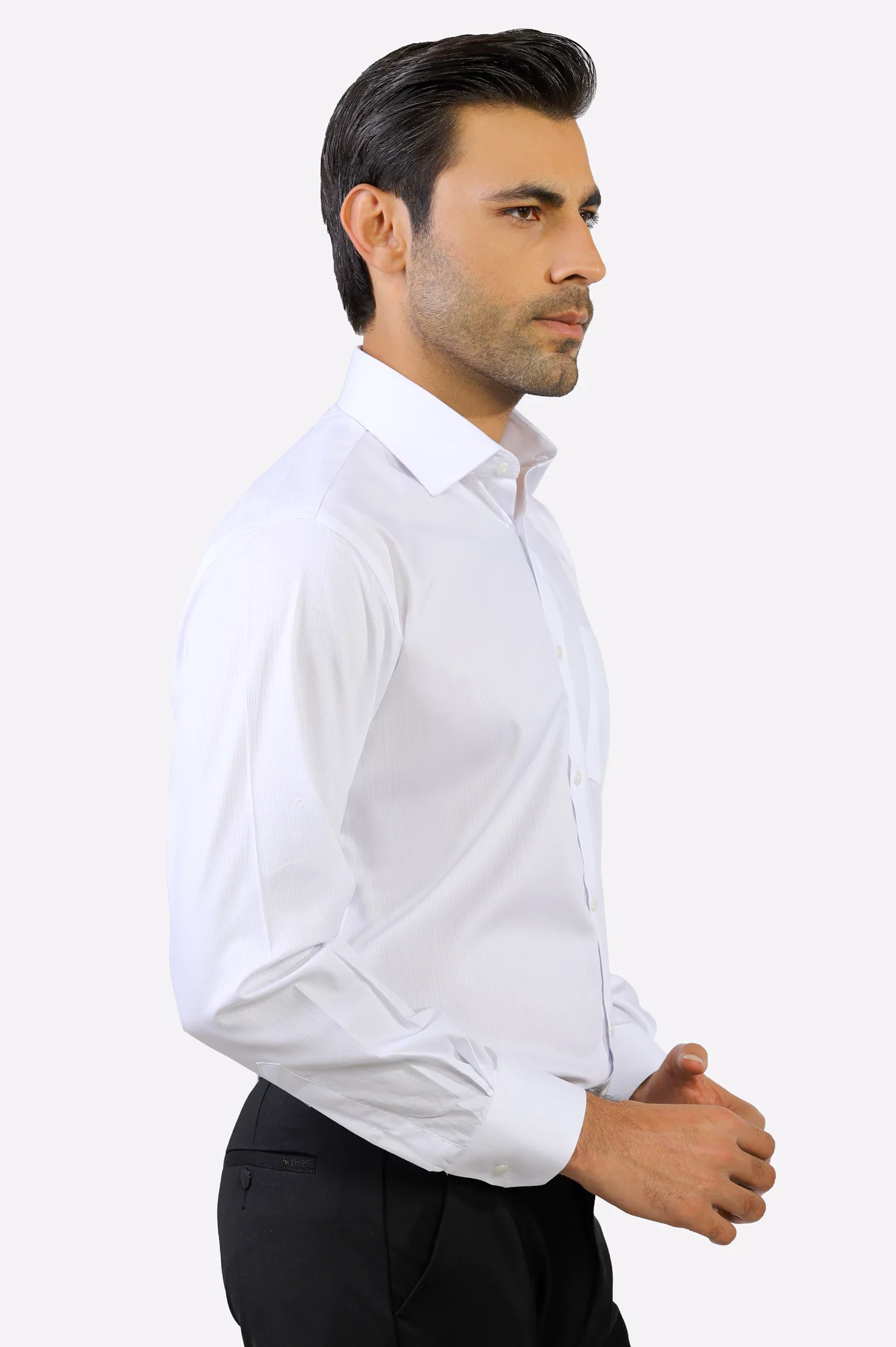 White Textured Formal Shirt - Image 4