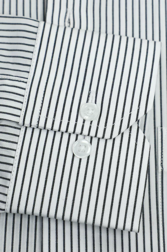 White Pinstripe Formal Shirt - Image 3