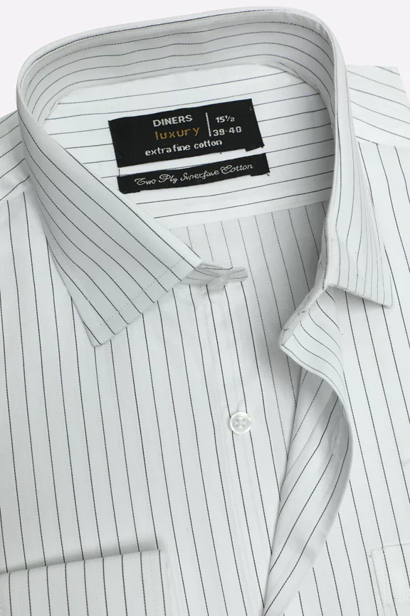 White Hairline Stripe Formal Shirt - Image 2