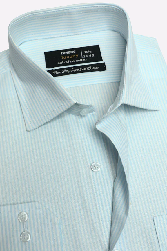 Sky Blue Bengal Stripes Formal Shirt - Image 2