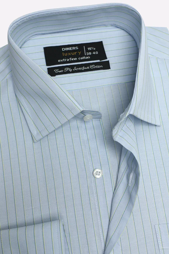 Sky Blue Hairline Stripes Formal Shirt - Image 2