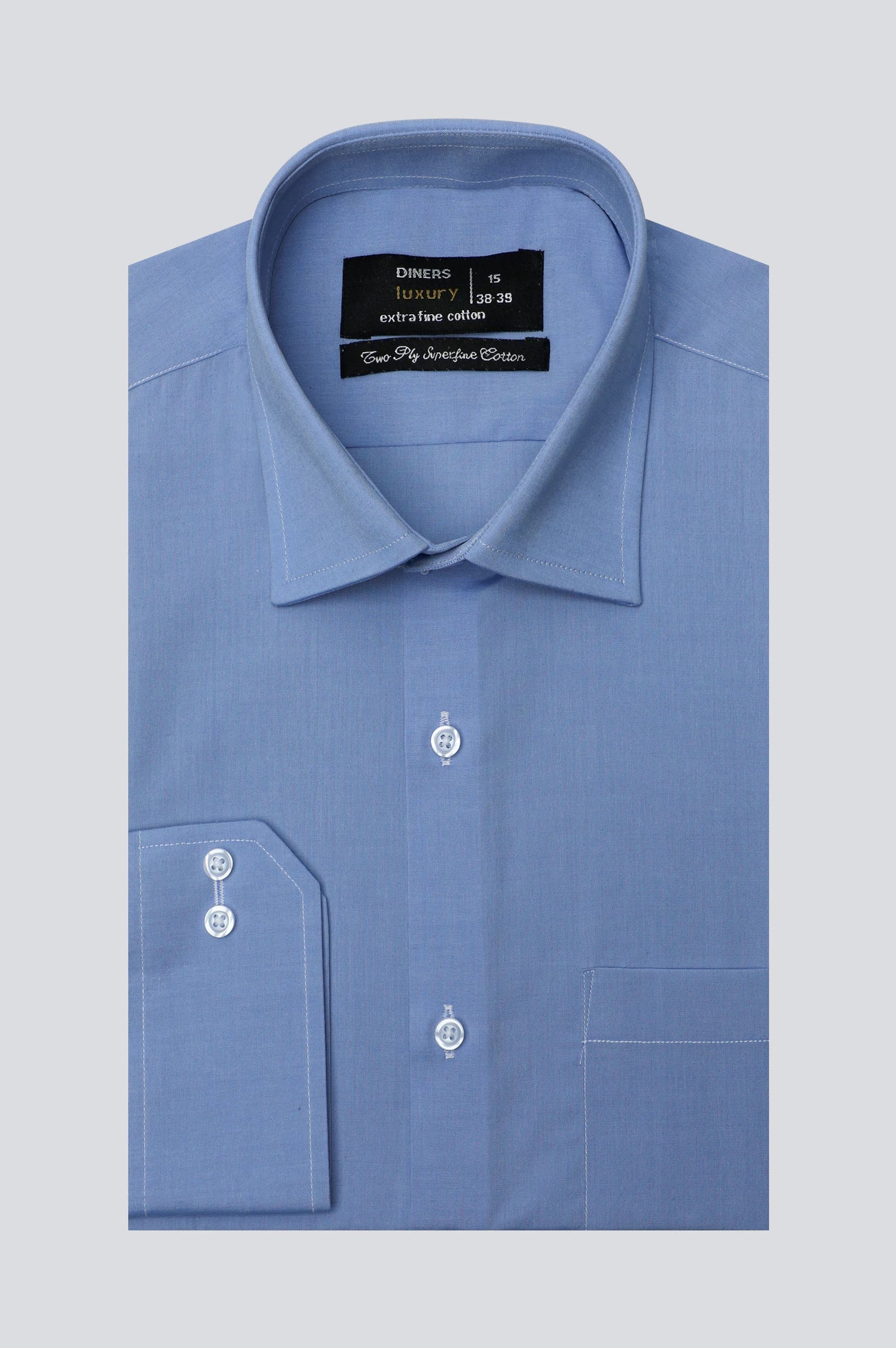 Blue Pinpoint Textured Formal Shirt