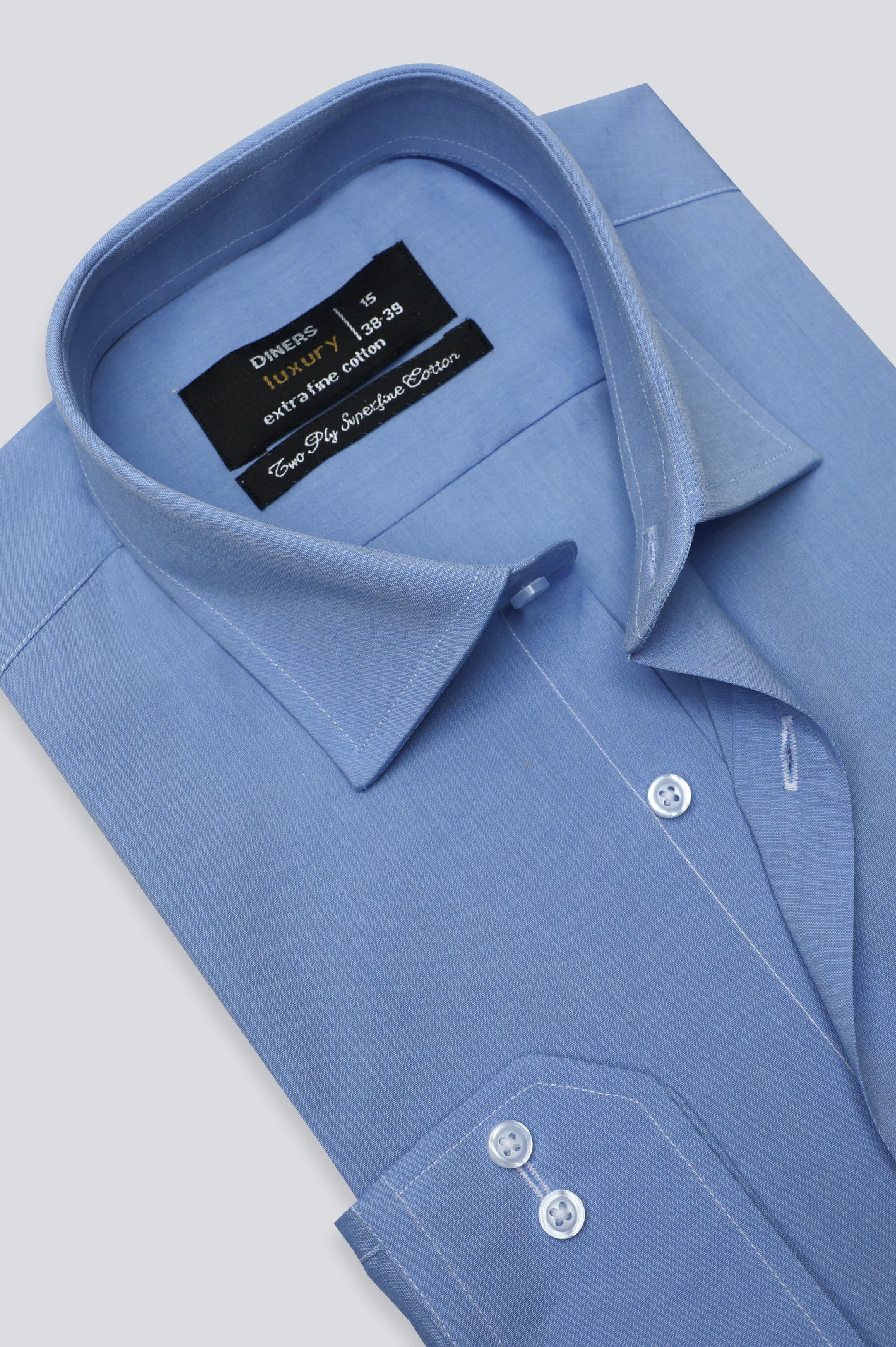 Blue Pinpoint Textured Formal Shirt - Image 2