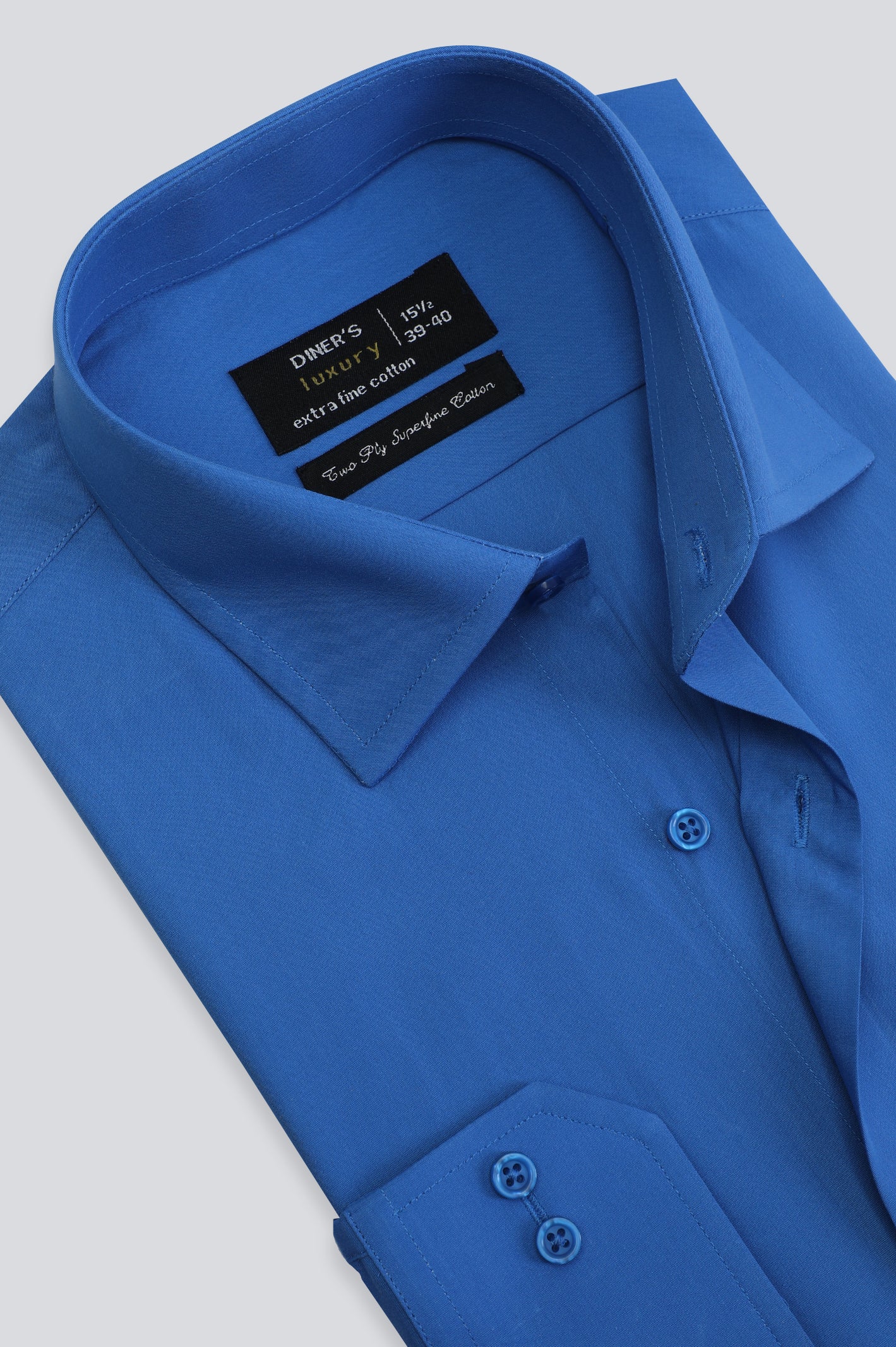 Royal Blue Pinpoint Textured Formal Shirt - Image 2