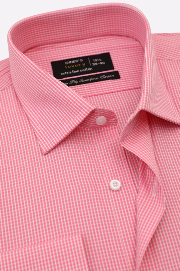 Pink Mini Check Formal Shirt - Image 2