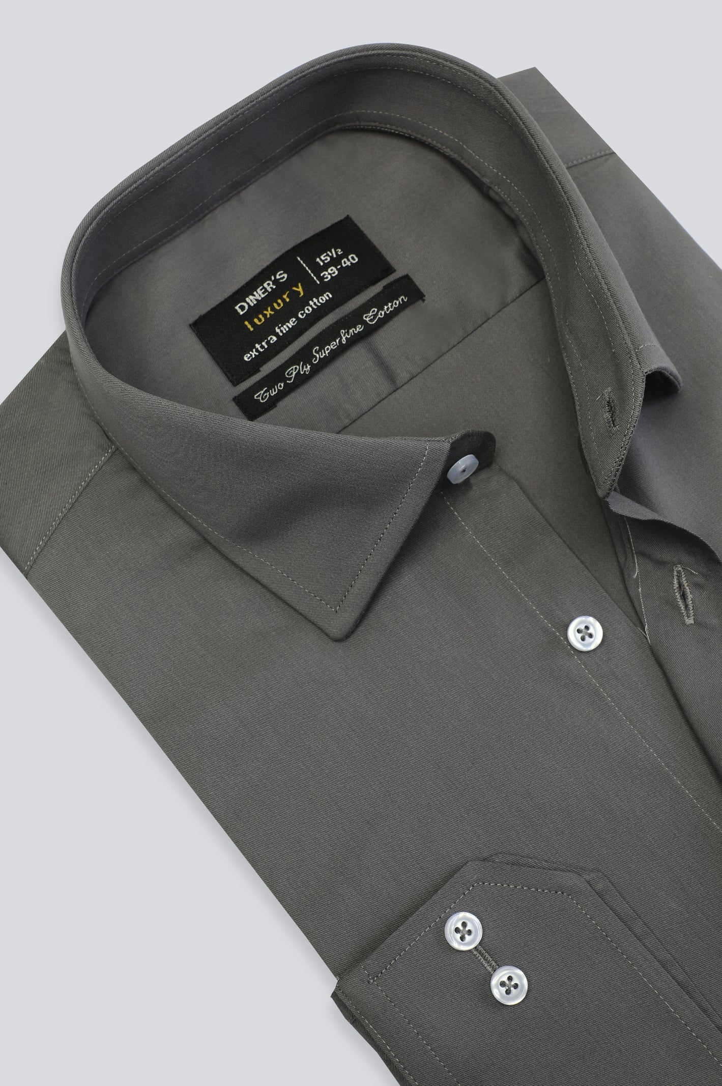 Grey Twill Textured Formal Shirt - Image 2