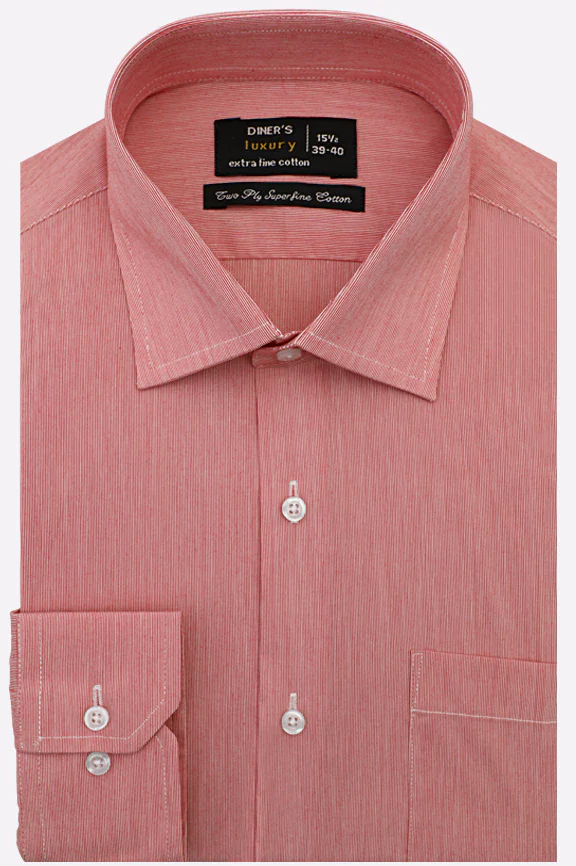 Red Twill Textured Formal Shirt