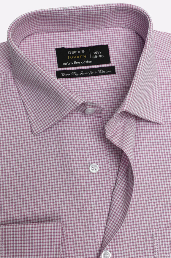 Pink Houndstooth Check Formal Shirt - Image 2