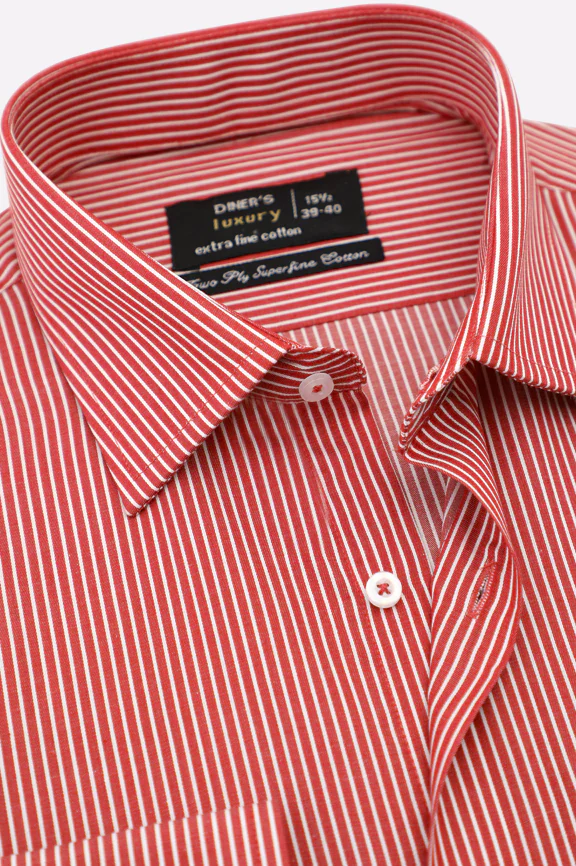 Red Pinstripe Formal Shirt - Image 2