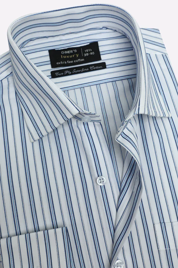 Blue Hairline Stripe Formal Shirt - Image 2