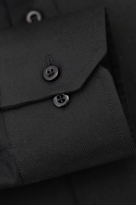 Black Dobby Textured Formal Shirt - Image 3