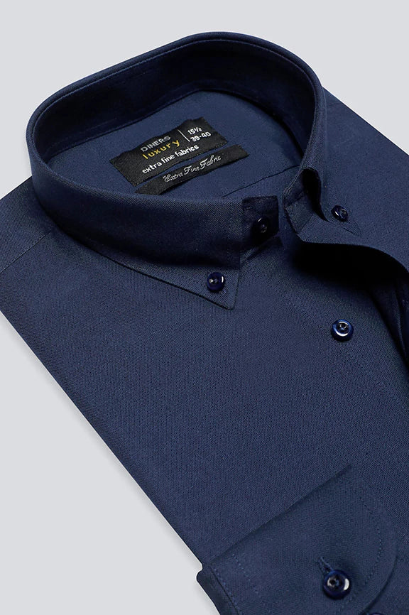 Navy Blue Plain Formal Shirt - Image 2