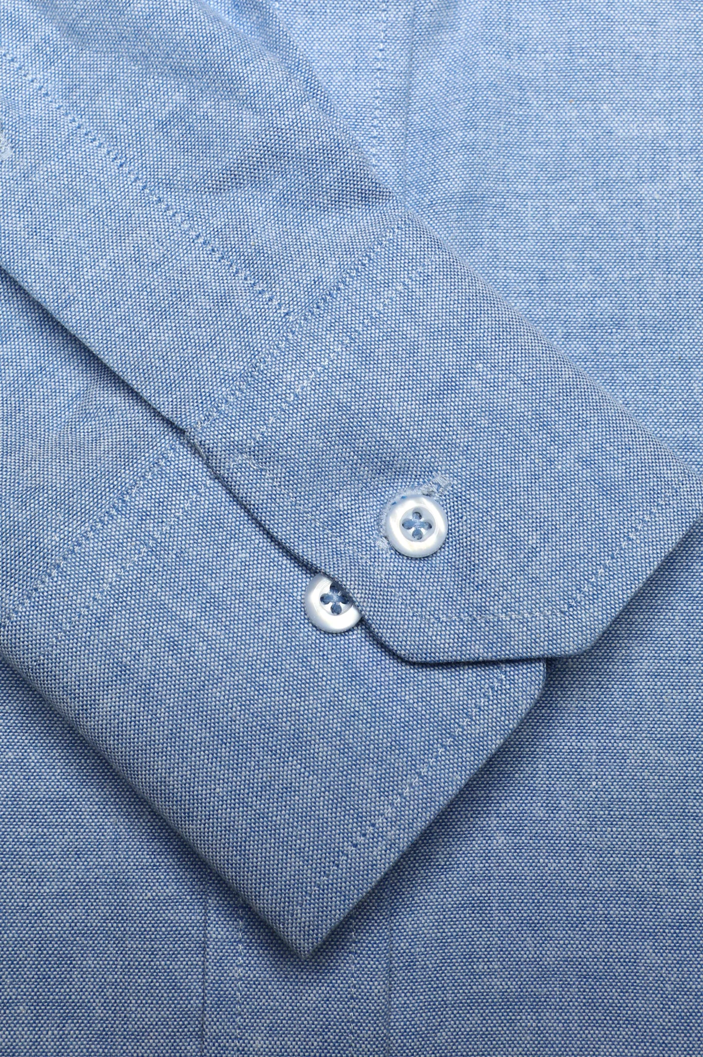 Blue Textured Oxford Formal Shirt - Image 3