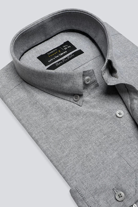 Grey Textured Formal Shirt - Image 2