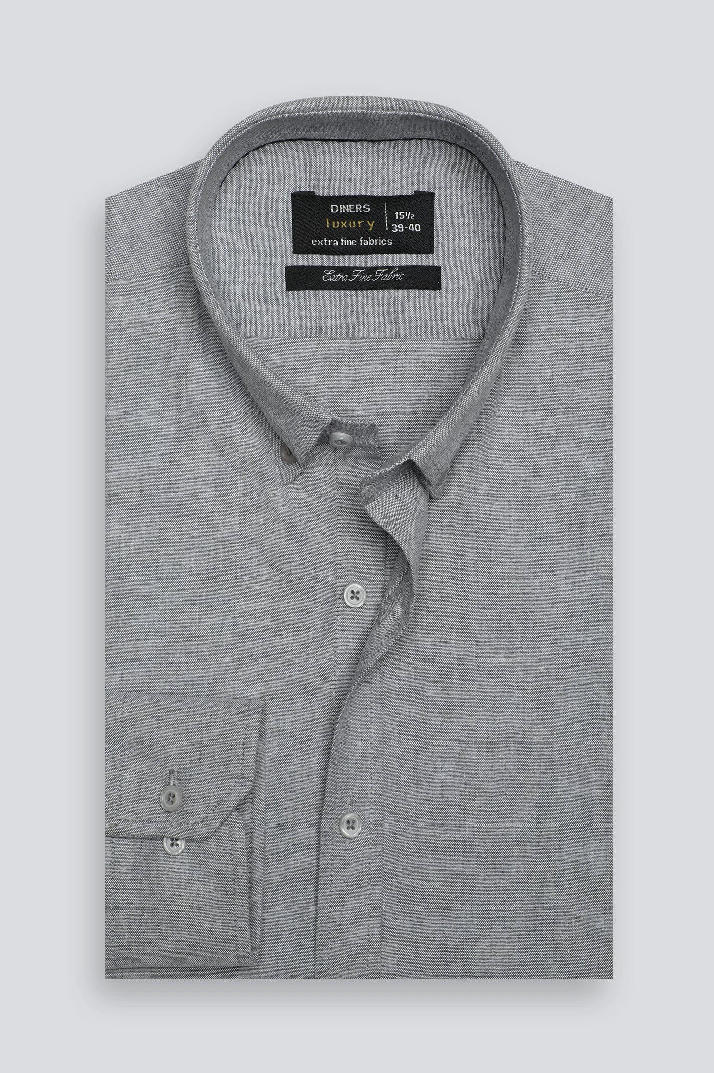 Grey Textured Formal Shirt - Image 4