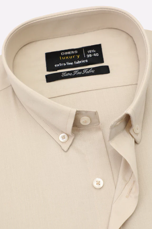 Cream Self Textured Formal Shirt - Image 2