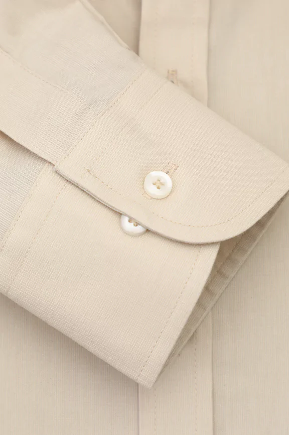 Cream Self Textured Formal Shirt - Image 3