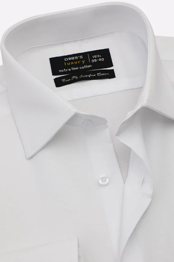White Twill Textured Formal Shirt - Image 2