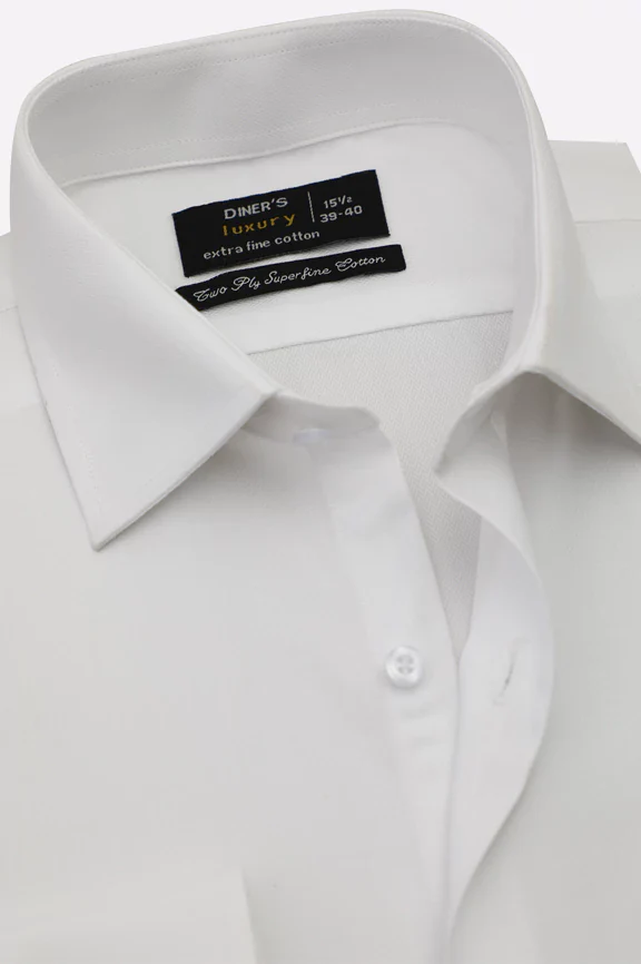 White Herringbone Textured Formal Shirt - Image 2