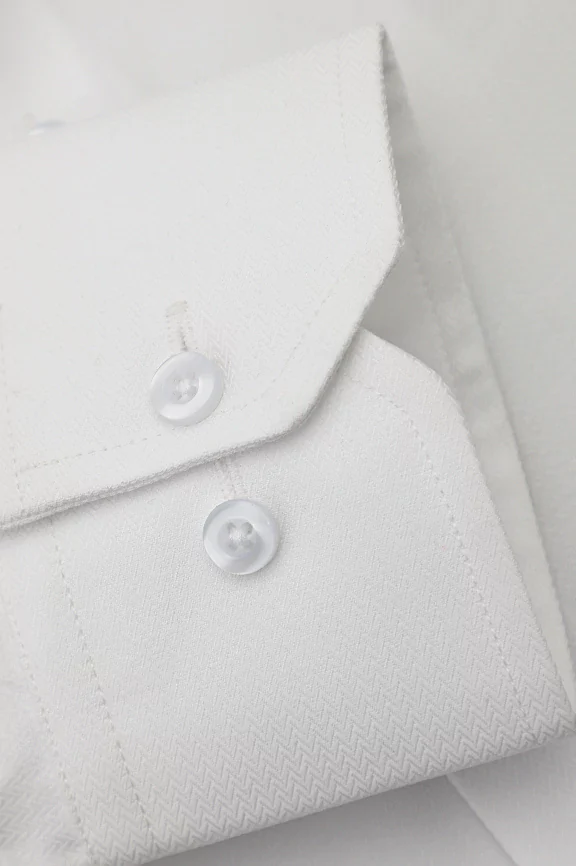 White Herringbone Textured Formal Shirt - Image 3