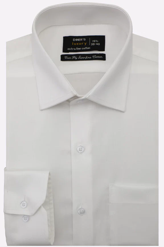 White Twill Textured Formal Shirt