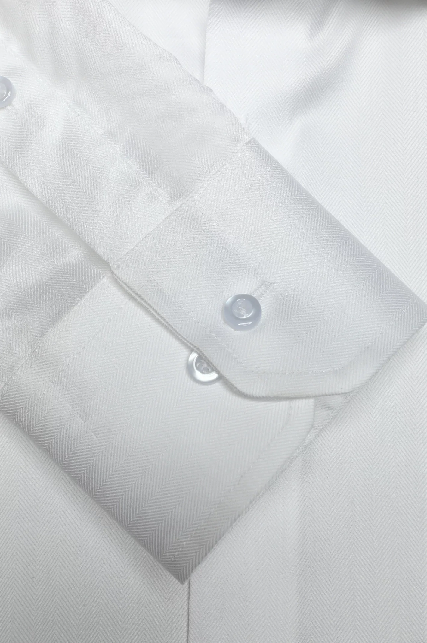 White Herringbone Textured Formal Shirt - Image 3