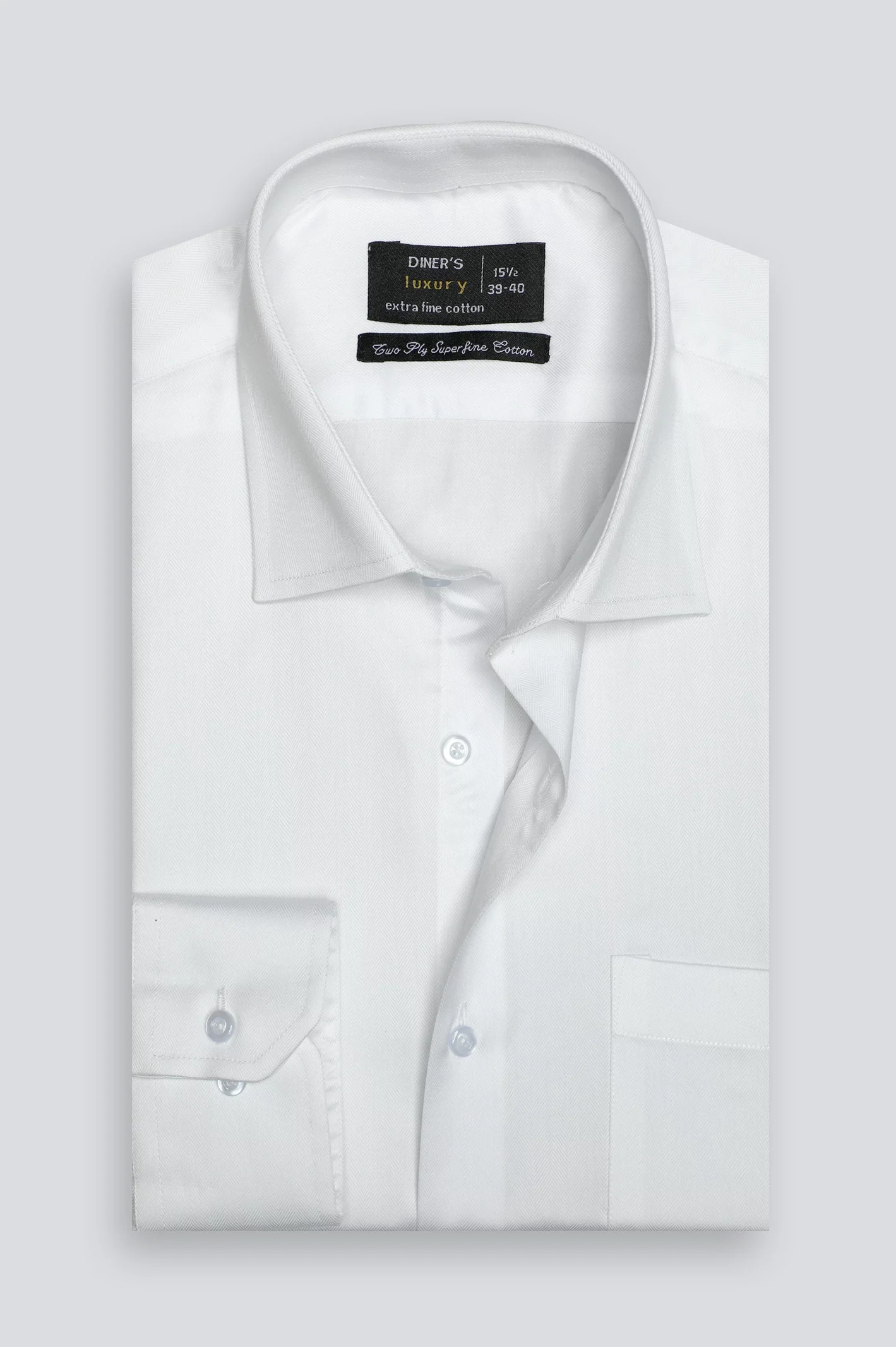 White Herringbone Textured Formal Shirt - Image 4
