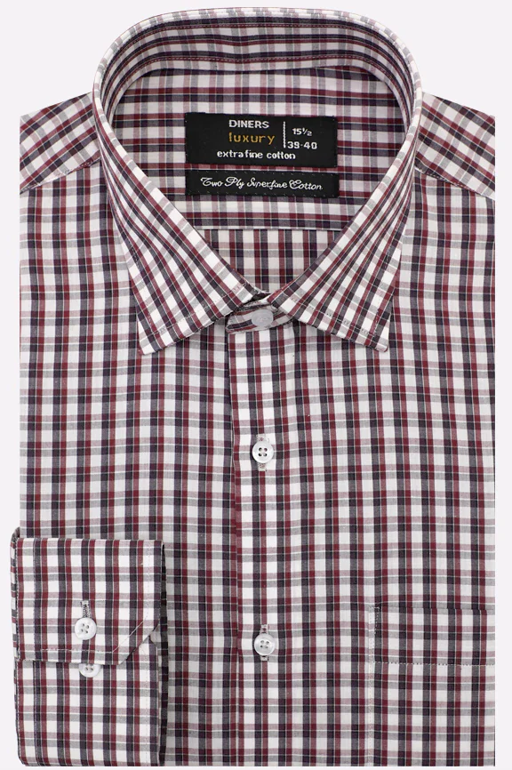 Maroon Tattersall Check Formal Shirt