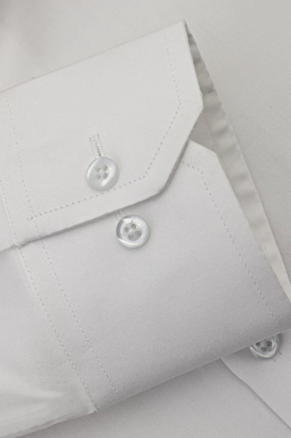 White Twill Plain Formal Shirt - Image 3