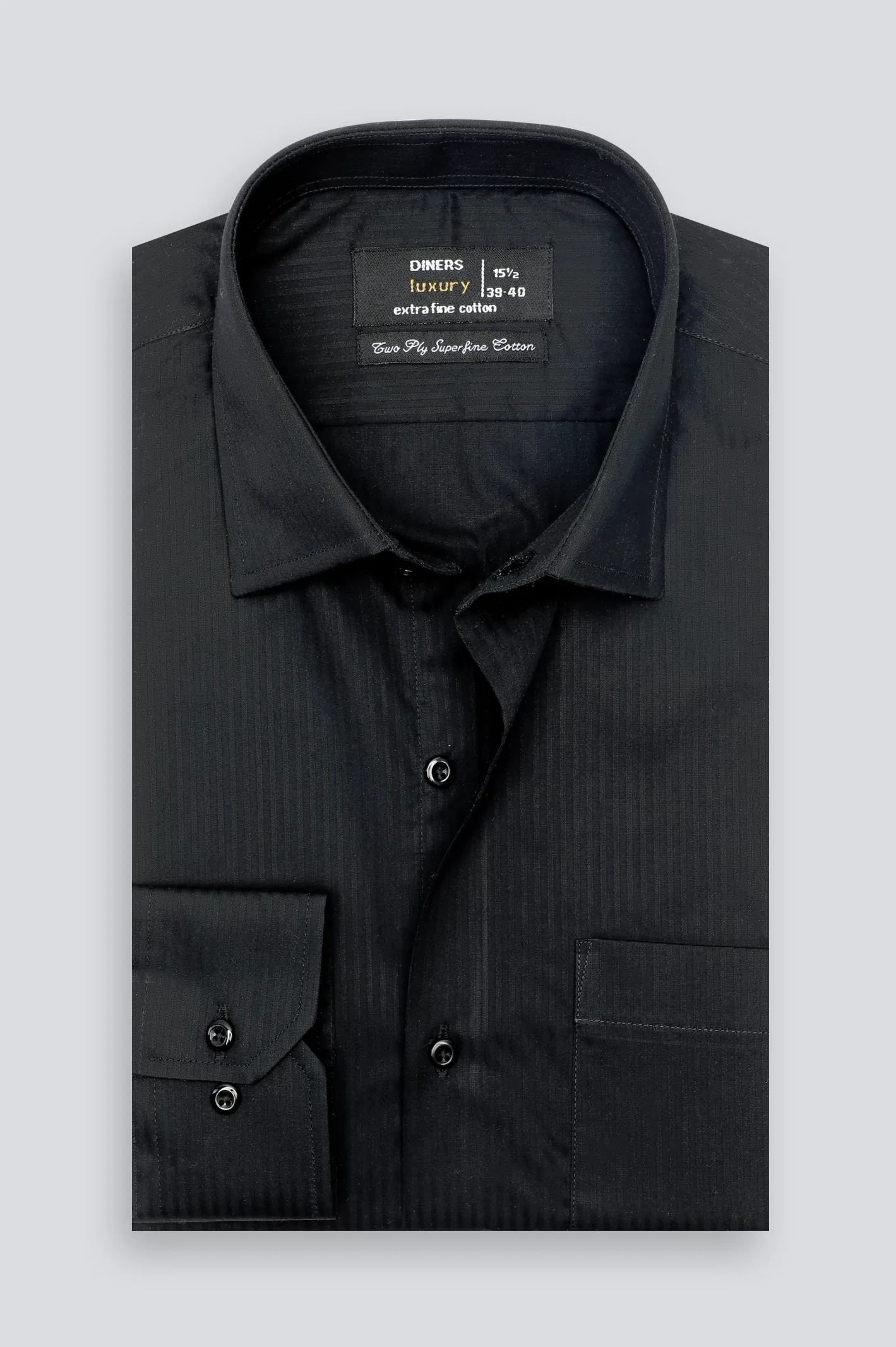 Black Stripe Textured Formal Shirt - Image 4