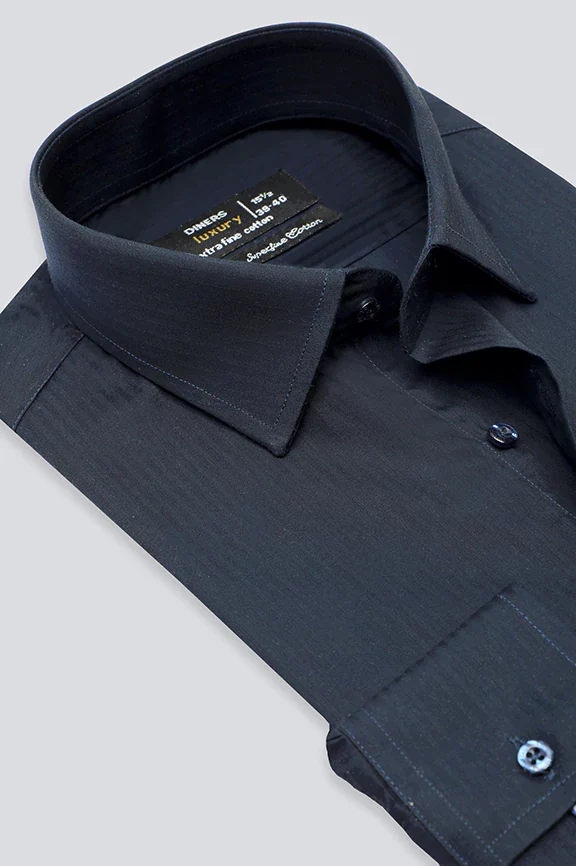 Navy Blue Textured Formal Shirt - Image 2