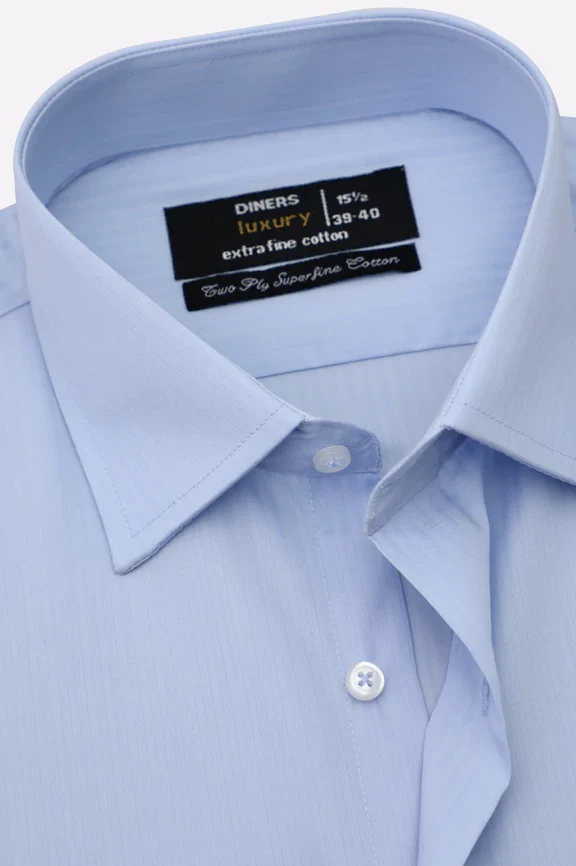 Sky Blue Stripe Textured Formal Shirt - Image 2