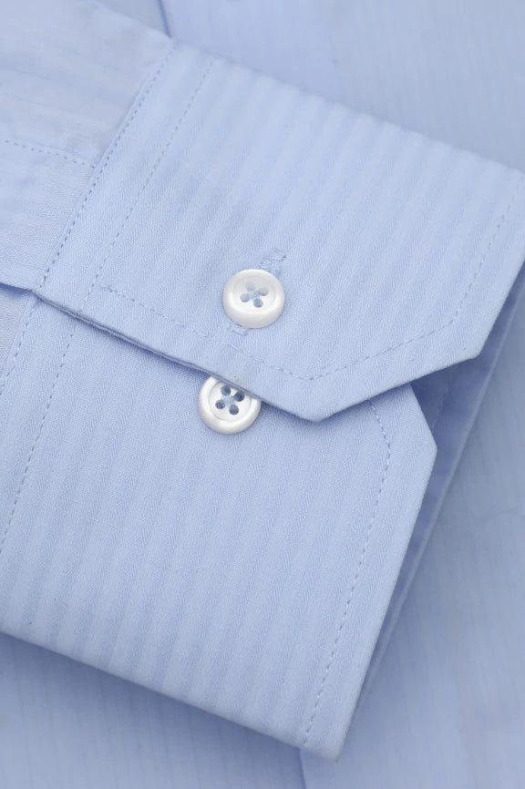 Sky Blue Stripe Textured Formal Shirt - Image 3
