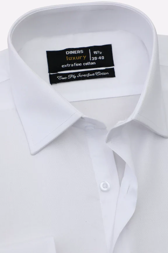 White Self Twill Formal Shirt - Image 2