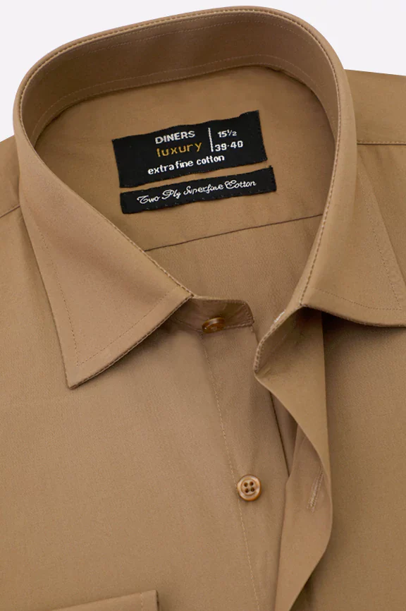 Brown Plain Formal Shirt - Image 2